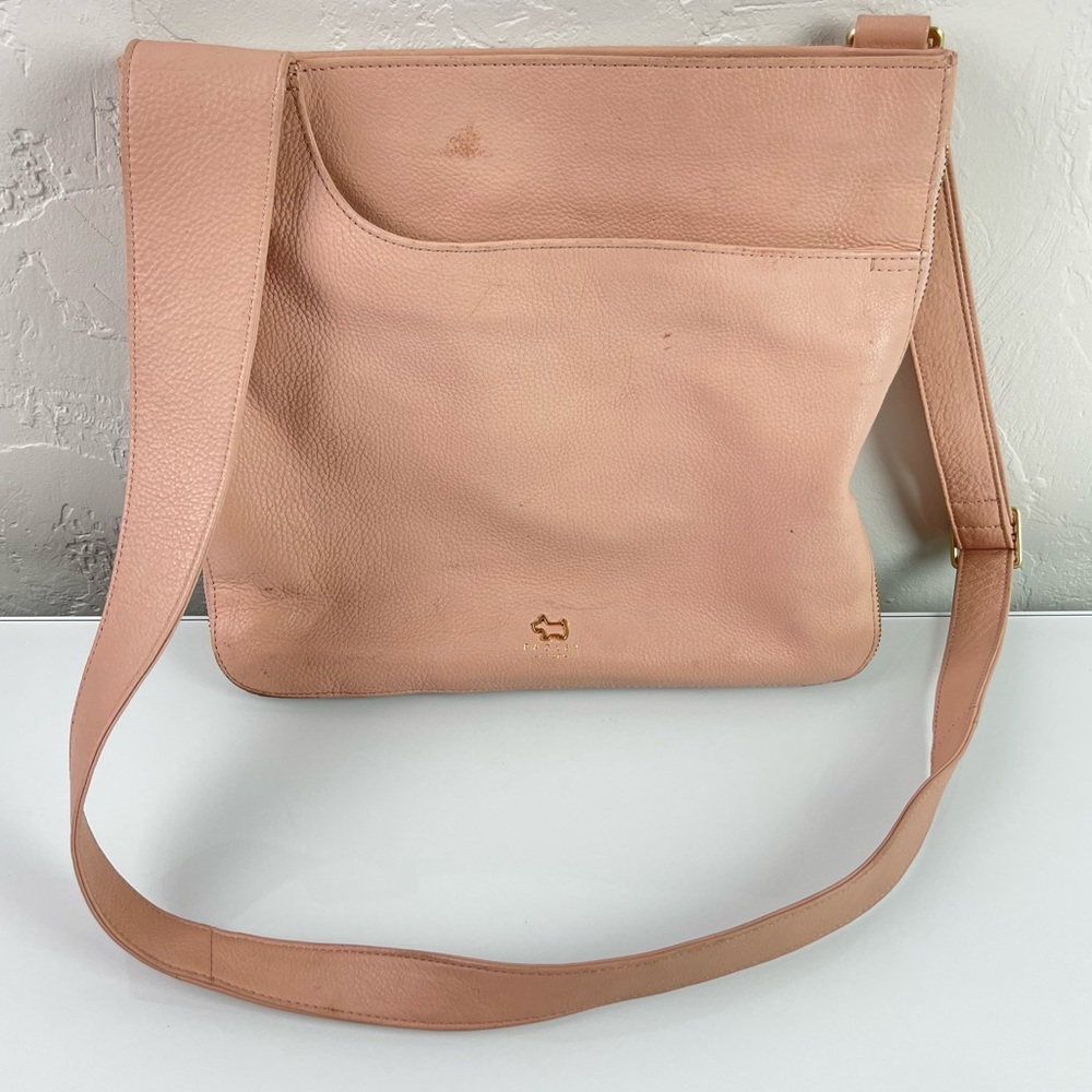 Radley London Purse Bag Shoulder Crossbody Blush Light Pale Pink Leather‎ Zip